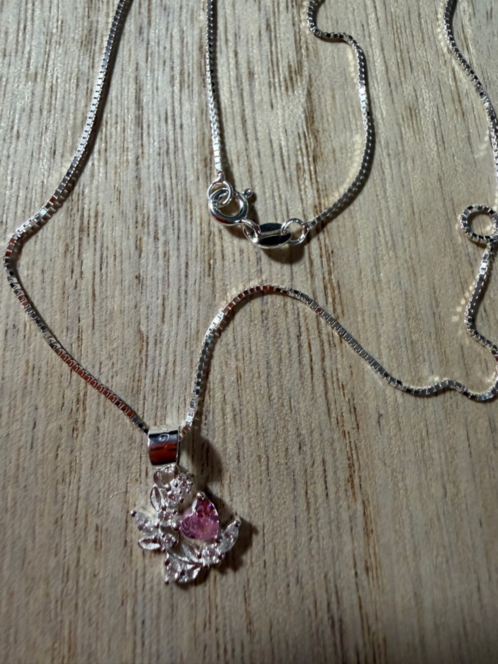 Heart pink necklace small 18”